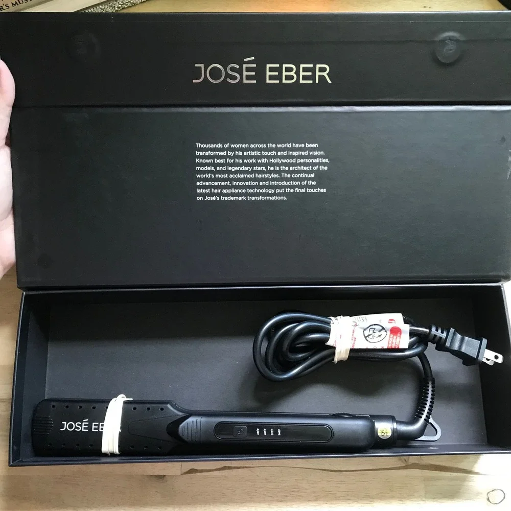 Jose Eber Wet or Dry Styling Iron 1.5 Inch Wide Plates BlkFlat Iron Dual Voltage